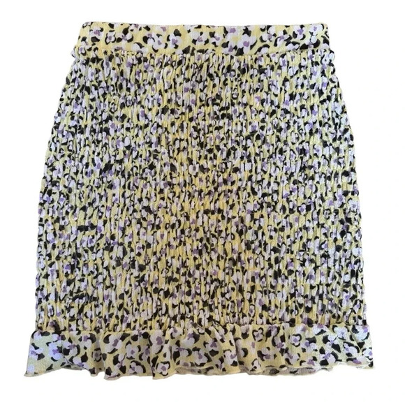 Vero Moda Yellow Floral Skirt mini Smoked Ruffle Straight M - Picture 2 of 8